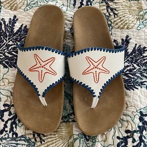 Jack Rogers White Sandals with Starfish Design Size 8